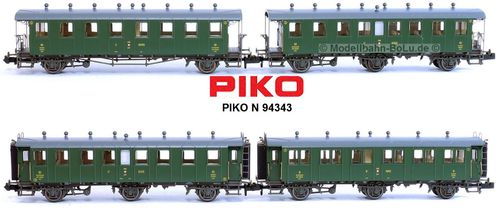 PIKO N 94343 N-4er Set #4 Oldtimer Personenwagen SBB