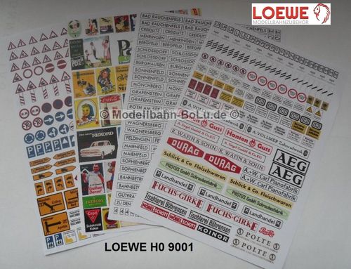 LOEWE H0 9001 Schilder, Tafeln, Reklame, etc.