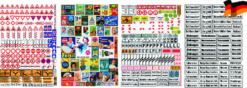 LOEWE H0 9005 Set: Schilder, Tafeln, Reklame / Deutschland, Epoche II