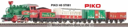 PIKO H0 57081 Start-Set mit Bettungsgleis Weihnachtszug Dampflok mit Tender
