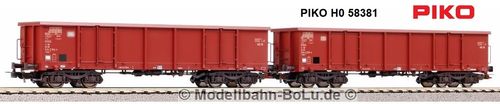 PIKO H0 58381 2er Set Offene Güterwagen Eaos DB IV