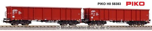 PIKO H0 58383 2er Set Offene Güterwagen Eaos-x 051 DB AG VI (werkseitig ausverkauft)