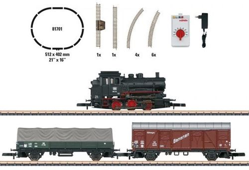 Märklin Z 81701 Startpackung Güterzug mit Dampflok BR 89, Gleisoval, Fahrgerät, Stromversorgung